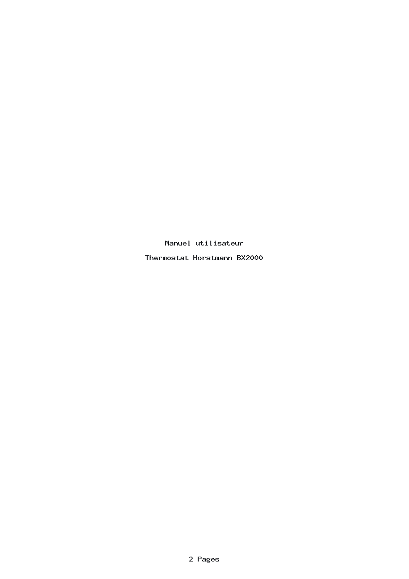Page 1 de la notice Manuel utilisateur Horstmann BX2000