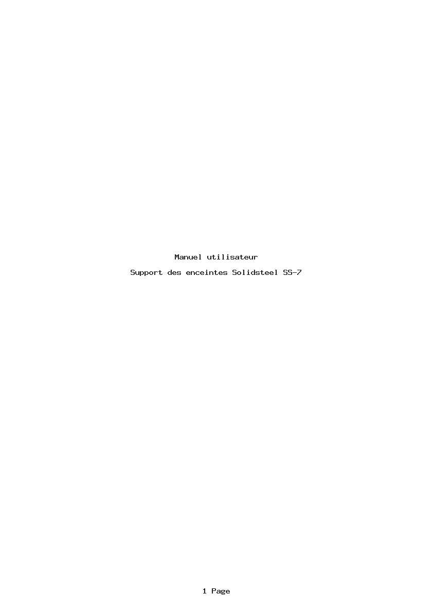 Page 1 de la notice Manuel utilisateur Solidsteel SS-7