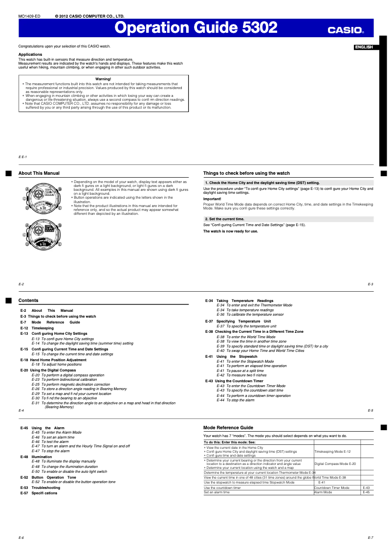 Página 1 del manual Manual de usuario Casio 5302