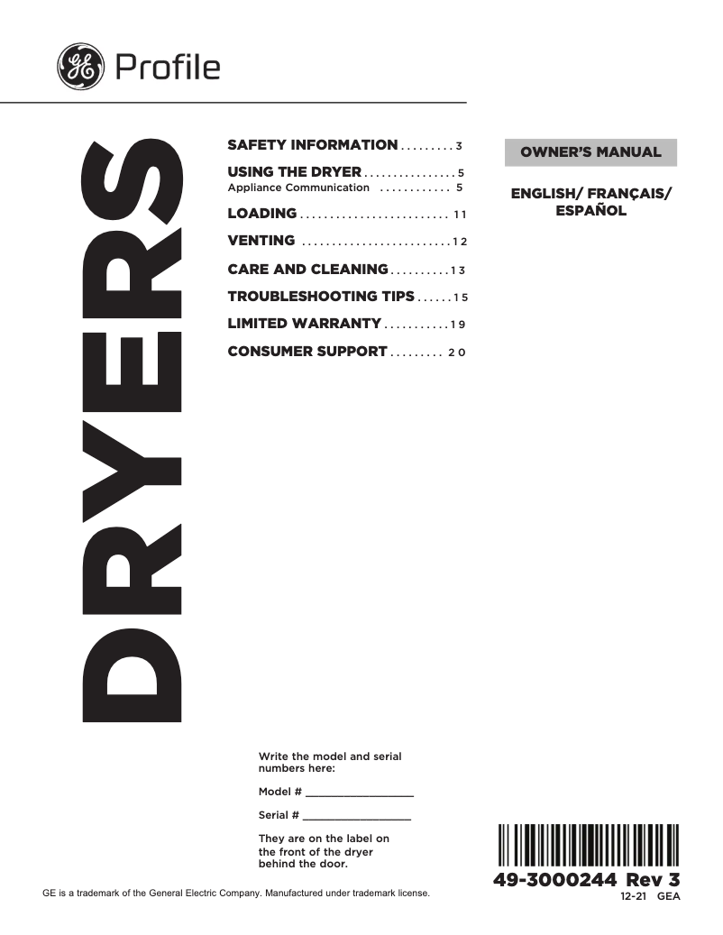 Página 1 del manual Guía de instalación GE Profile PTD60GBPRDG