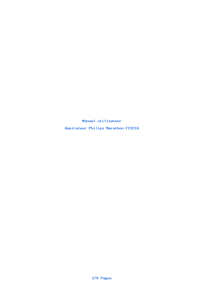 Page 1 de la notice Manuel utilisateur Philips Marathon FC9216