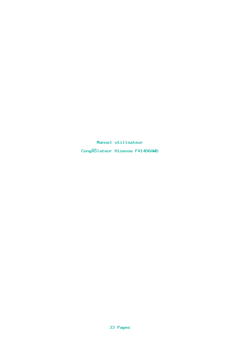 Page 1 de la notice Manuel utilisateur Hisense FV14D6AWD