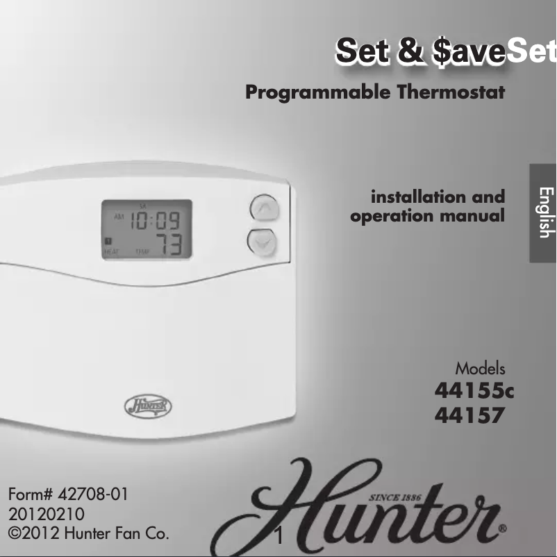 Page 1 de la notice Manuel utilisateur Hunter 44157