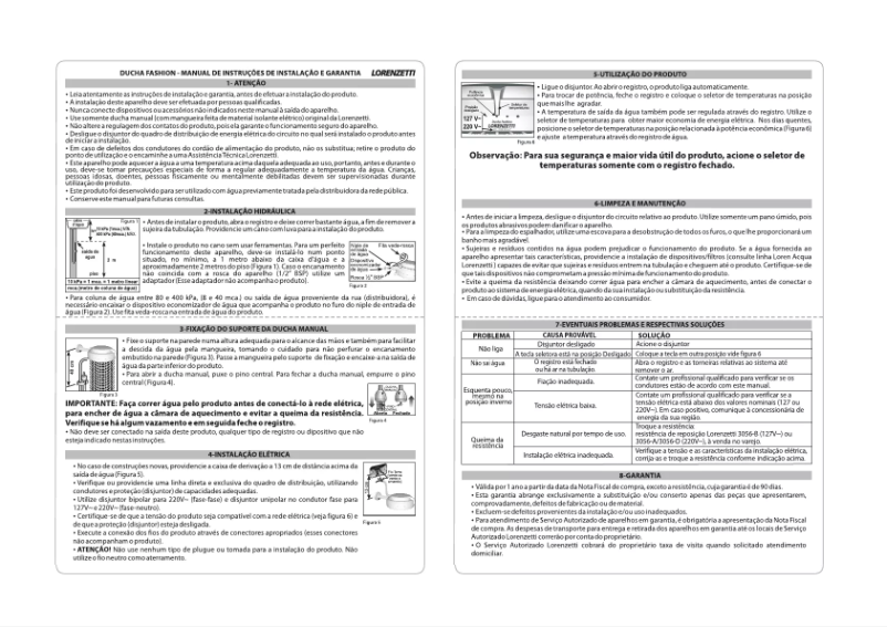 Page 1 de la notice Manuel utilisateur Lorenzetti Fasion