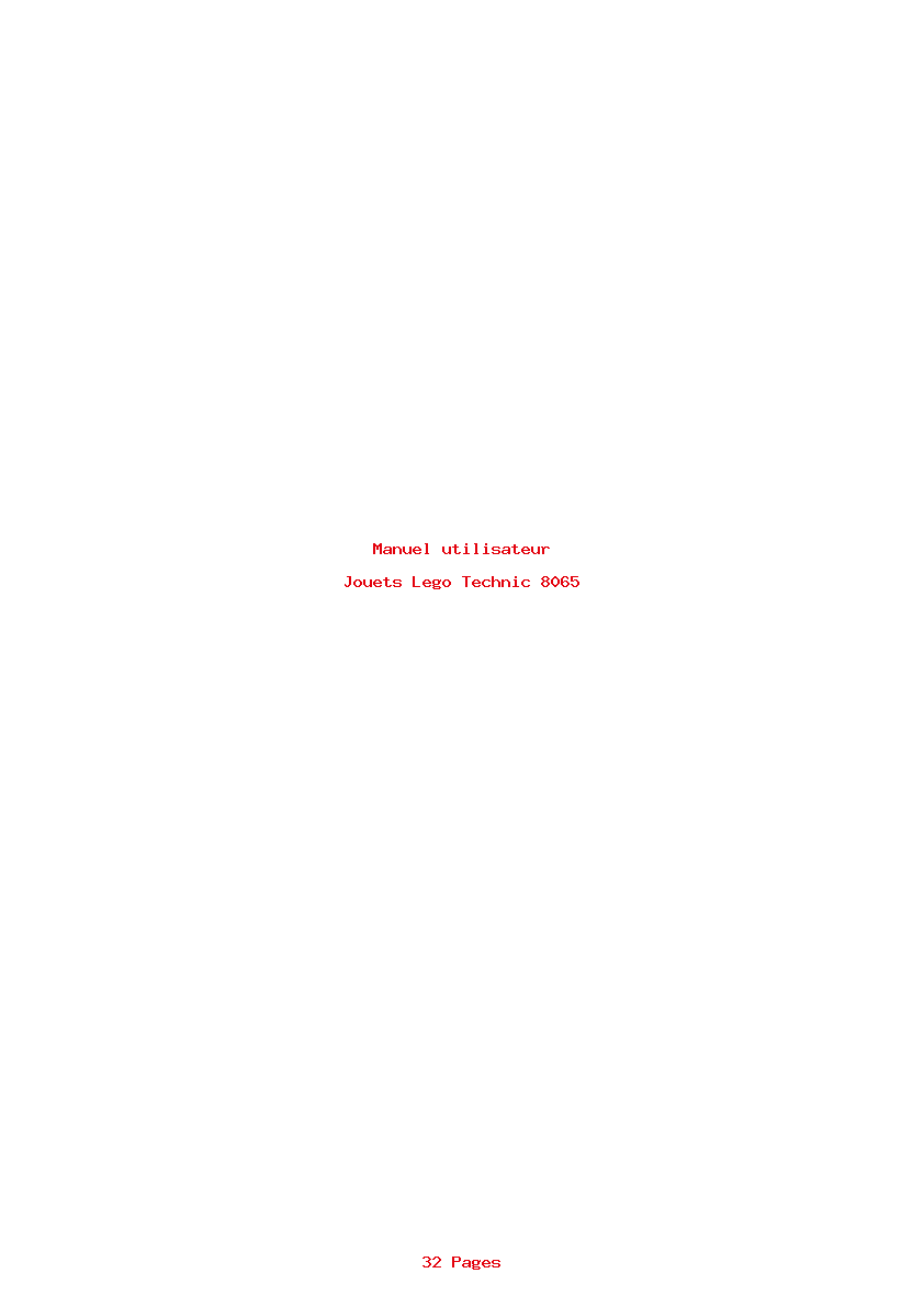 Page 1 de la notice Manuel utilisateur Lego Technic 8065