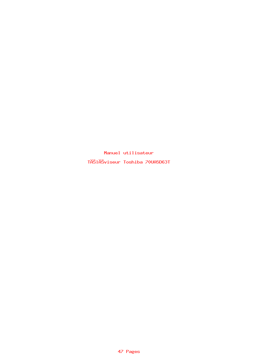 Page 1 de la notice Manuel utilisateur Toshiba 70UA5D63T