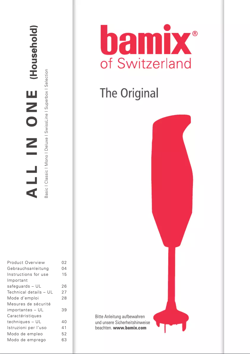 Page 1 de la notice Manuel utilisateur Bamix Mono