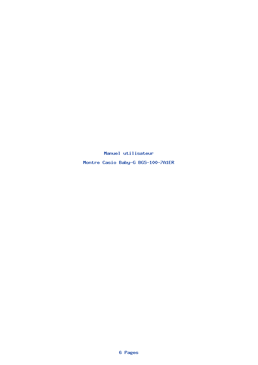 Page 1 de la notice Manuel utilisateur Casio Baby-G BGS-100-7A1ER