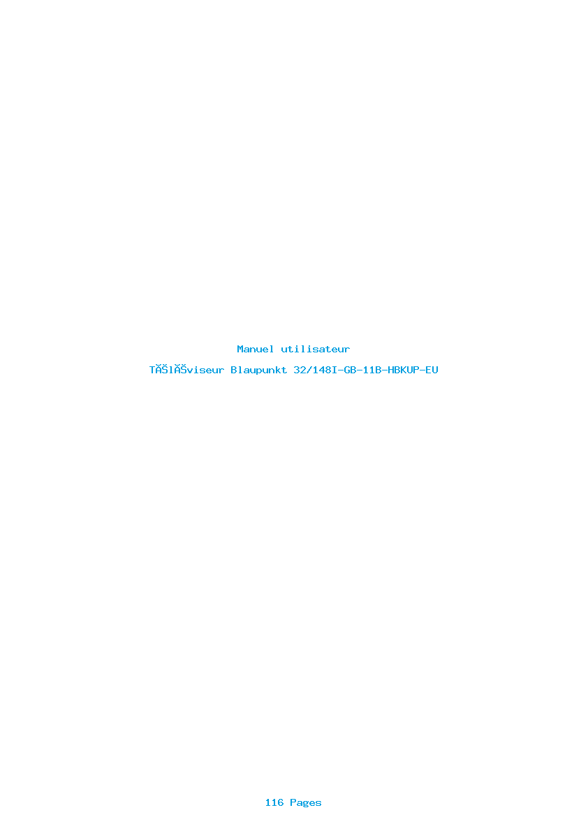 Page 1 de la notice Manuel utilisateur Blaupunkt 32/148I-GB-11B-HBKUP-EU