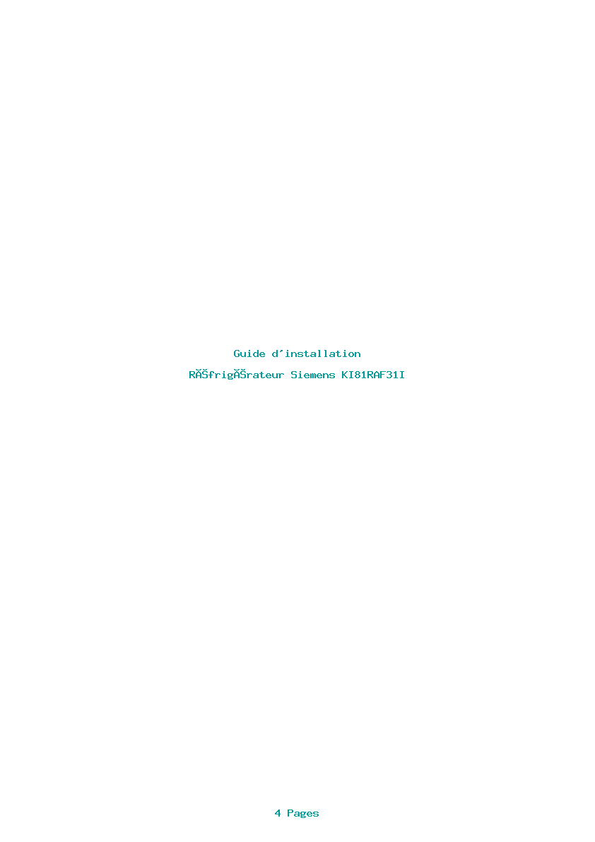 Page 1 de la notice Guide d'installation Siemens KI81RAF31I