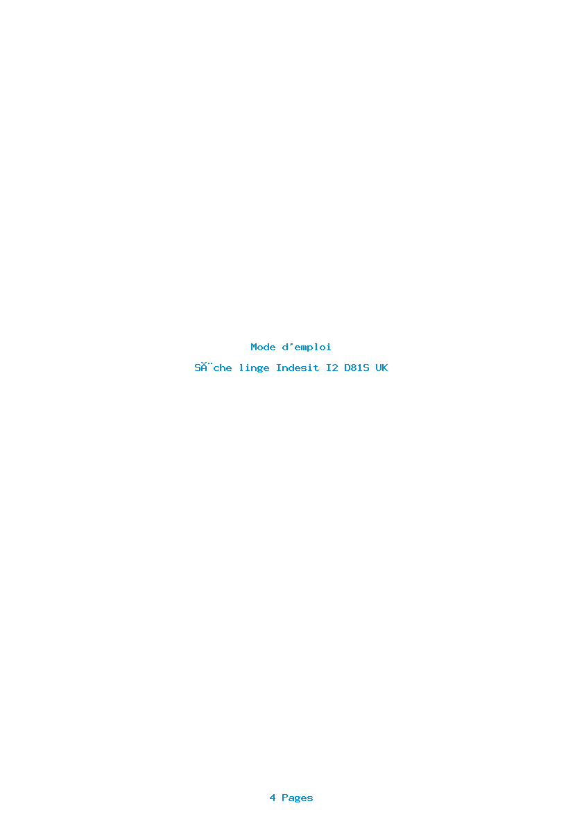 Page 1 de la notice Mode d'emploi Indesit I2 D81S UK