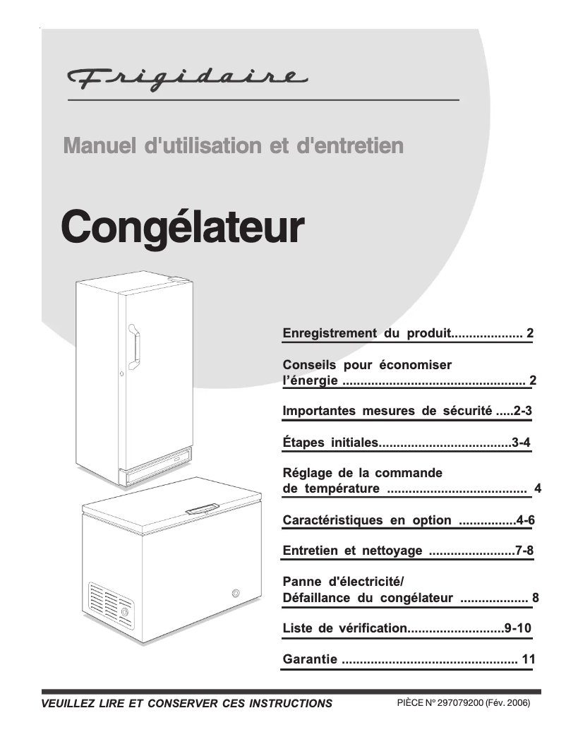 Page 1 de la notice Manuel utilisateur Frigidaire GLFC2027FW