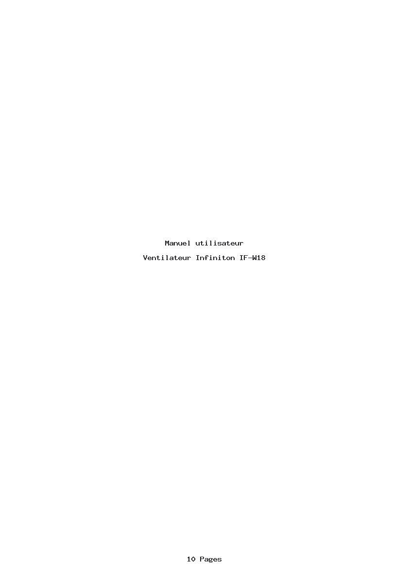 Page 1 de la notice Manuel utilisateur Infiniton IF-W18