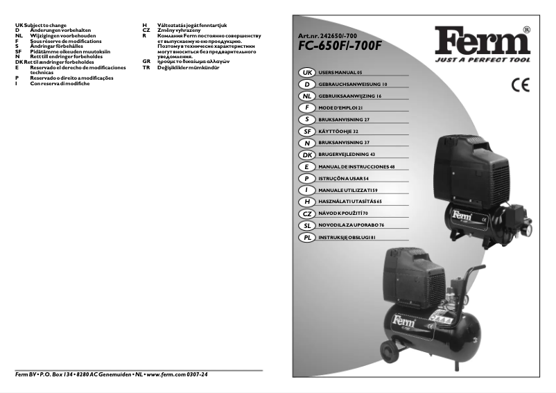 Page 1 de la notice Manuel utilisateur Ferm CRM1011 FC-650F