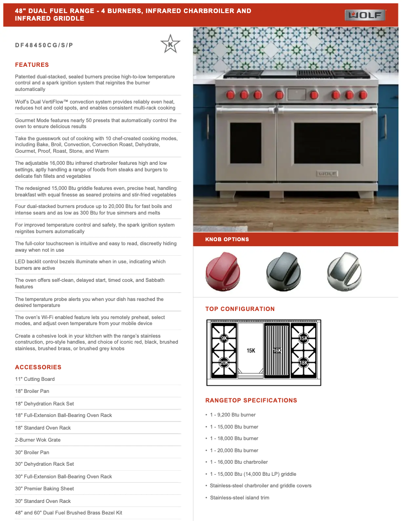 Página 1 del manual Manual de usuario Wolf DF48450CP