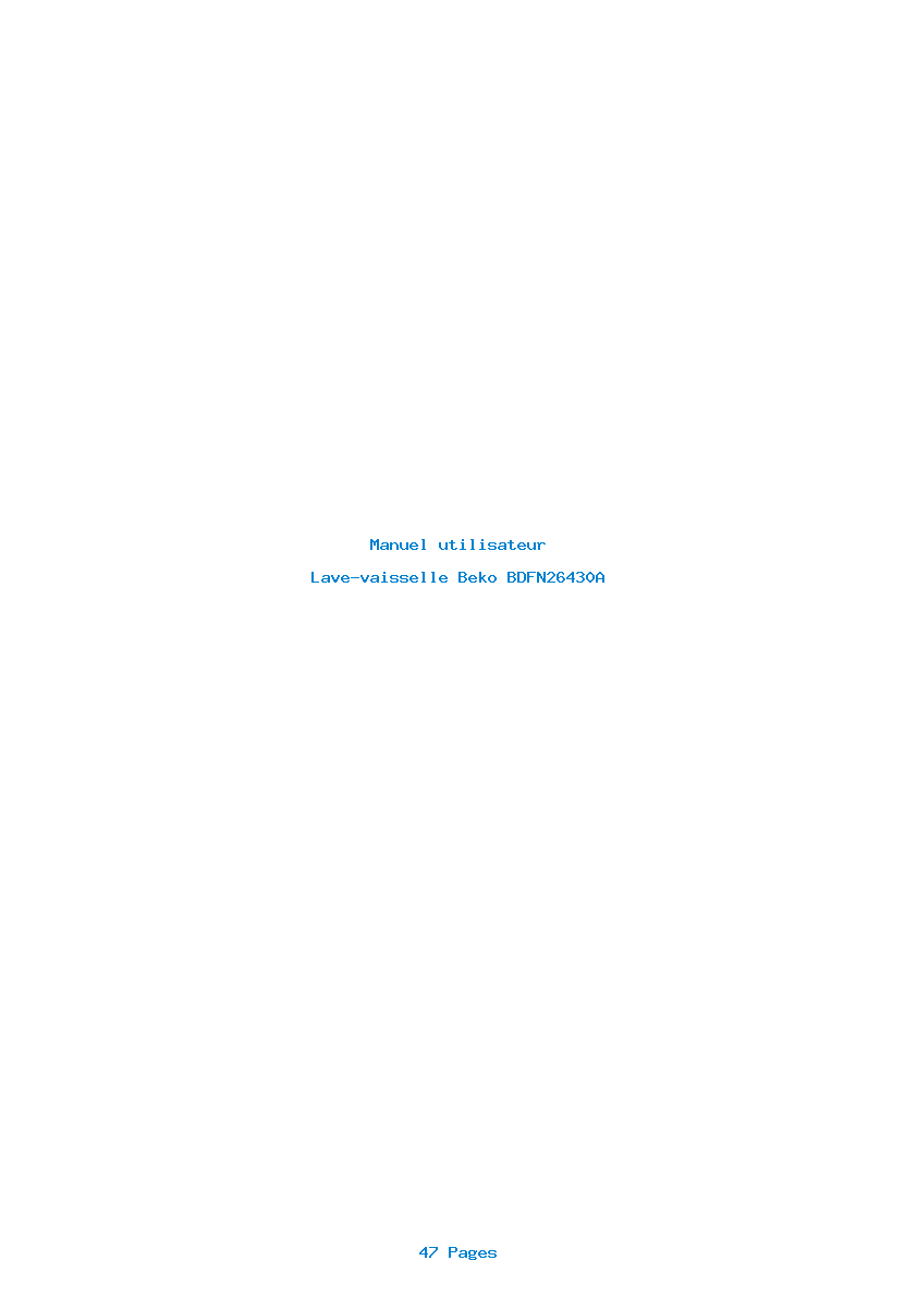 Page 1 de la notice Manuel utilisateur Beko BDFN26430A