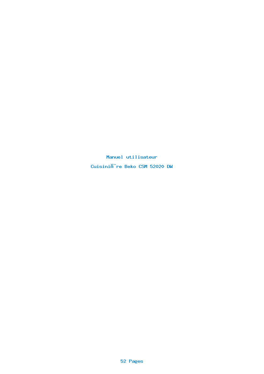Page 1 de la notice Manuel utilisateur Beko CSM 52020 DW