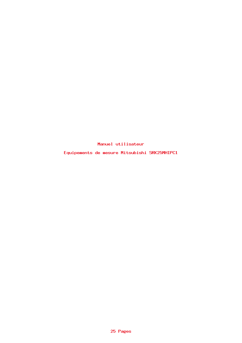 Page 1 de la notice Manuel utilisateur Mitsubishi SRK25MHIPC1