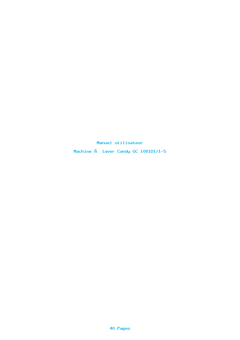 Page 1 de la notice Manuel utilisateur Candy GC 1081D1/1-S