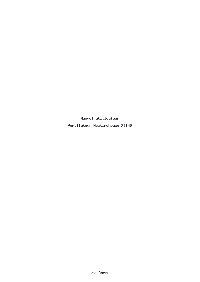 Page 1 de la notice Manuel utilisateur Westinghouse 78145