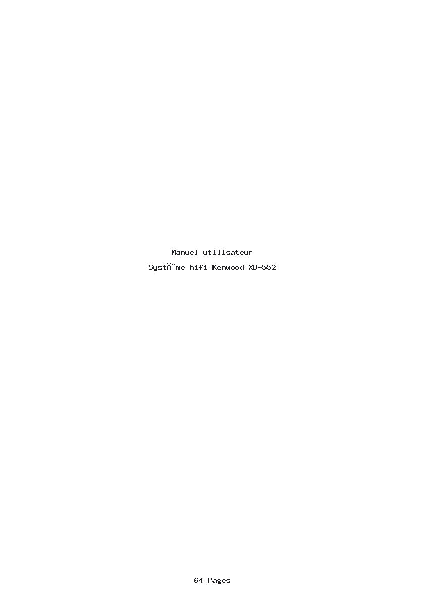 Page 1 de la notice Manuel utilisateur Kenwood XD-552