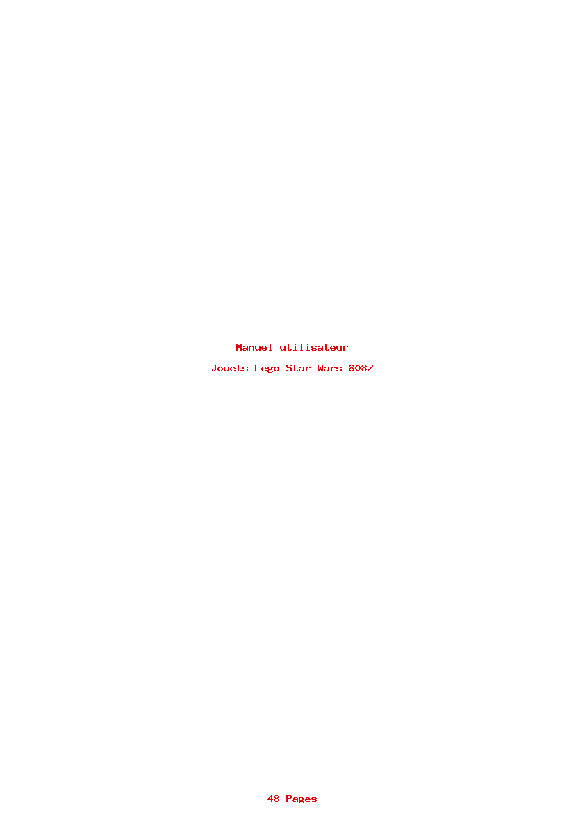 Page 1 de la notice Manuel utilisateur Lego Star Wars 8087