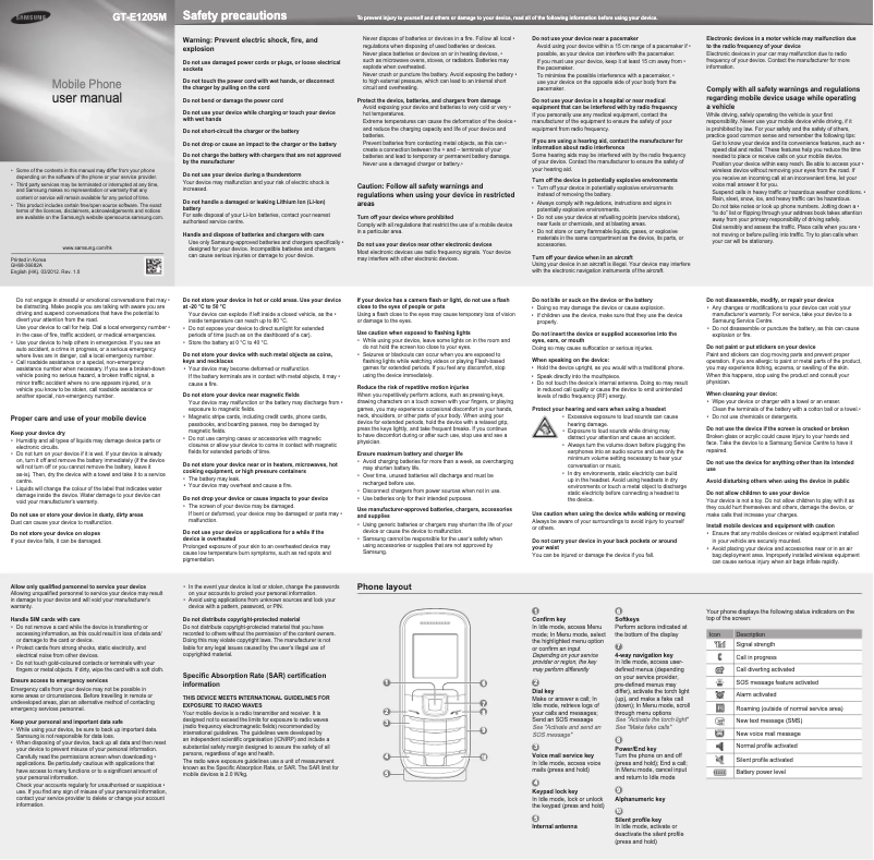Page 1 de la notice Manuel utilisateur Samsung Keystone 2 GT-E1205M