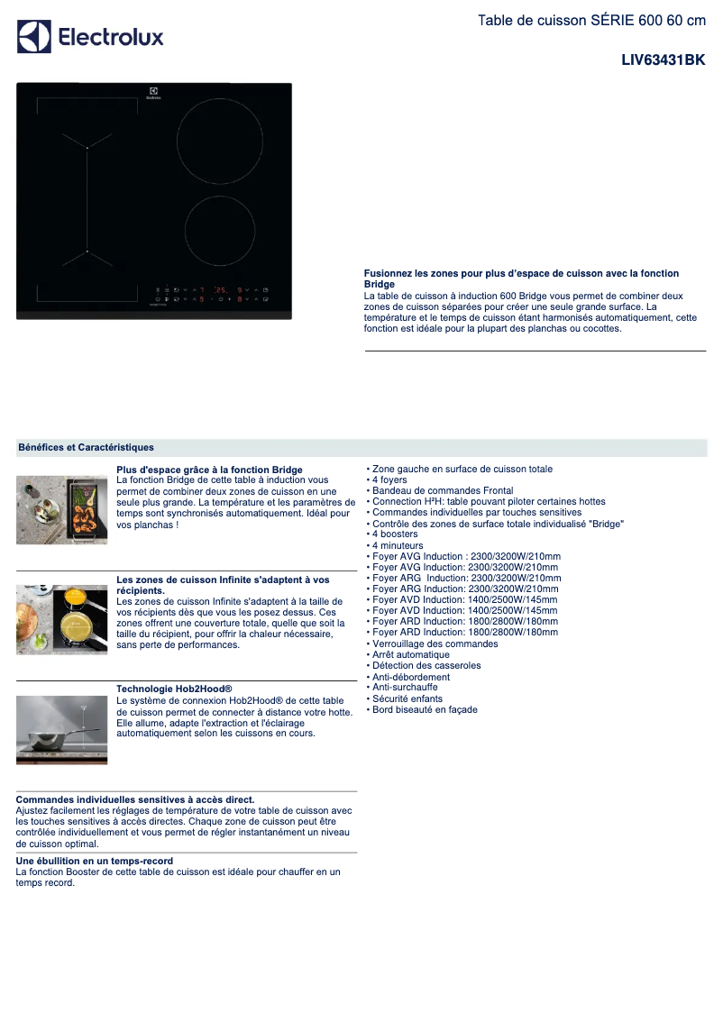 Página 1 del manual Ficha técnica Electrolux LIV63431BK