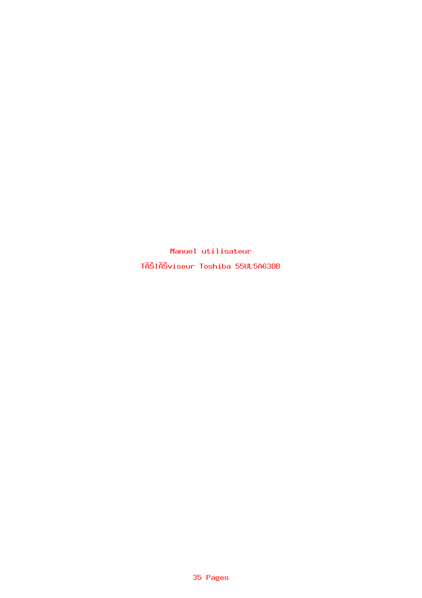 Page 1 de la notice Manuel utilisateur Toshiba 55UL5A63DB