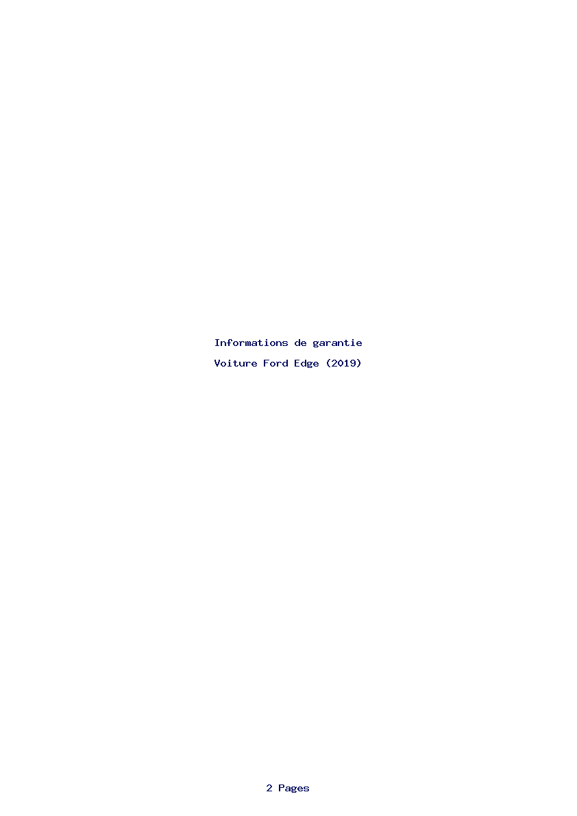 Page 1 de la notice Informations de garantie Ford Edge (2019)
