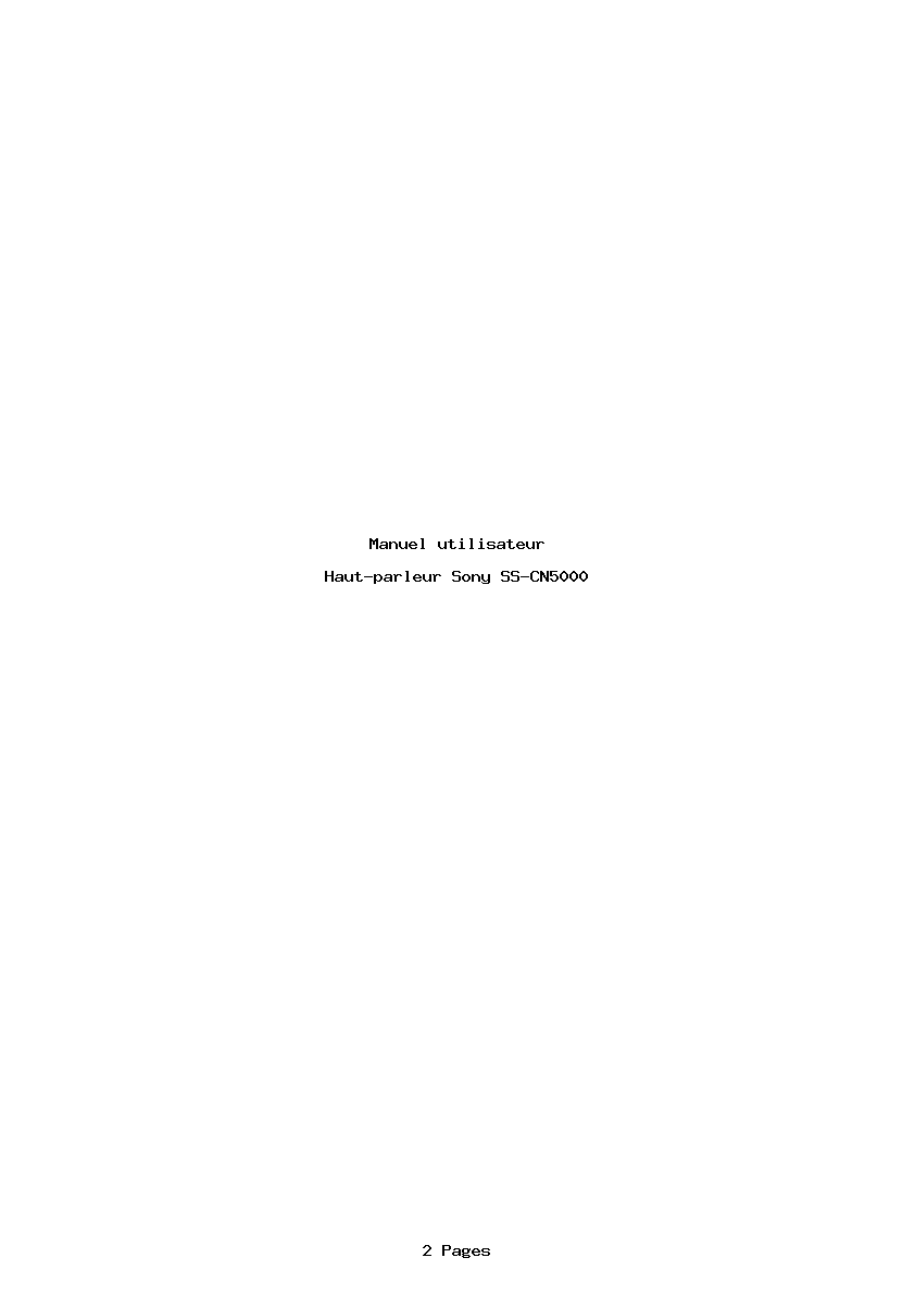 Page 1 de la notice Manuel utilisateur Sony SS-CN5000