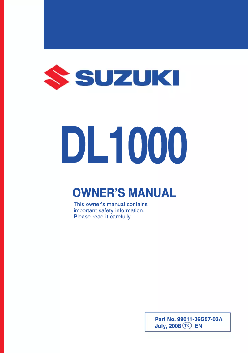 Page 1 de la notice Manuel utilisateur Suzuki DL1000 V-Strom (2008)