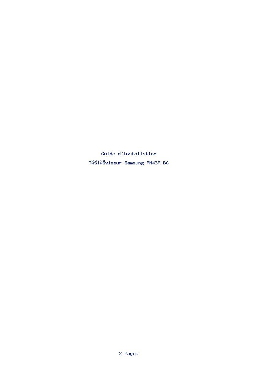 Page 1 de la notice Guide d'installation Samsung PM43F-BC