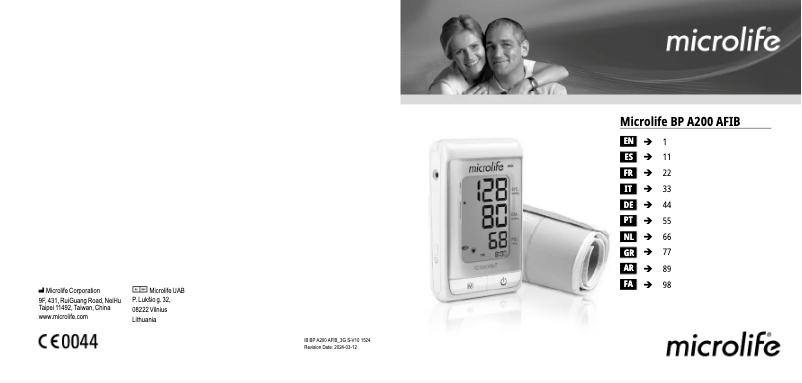 Page 1 de la notice Manuel utilisateur Microlife BP A200 Afib
