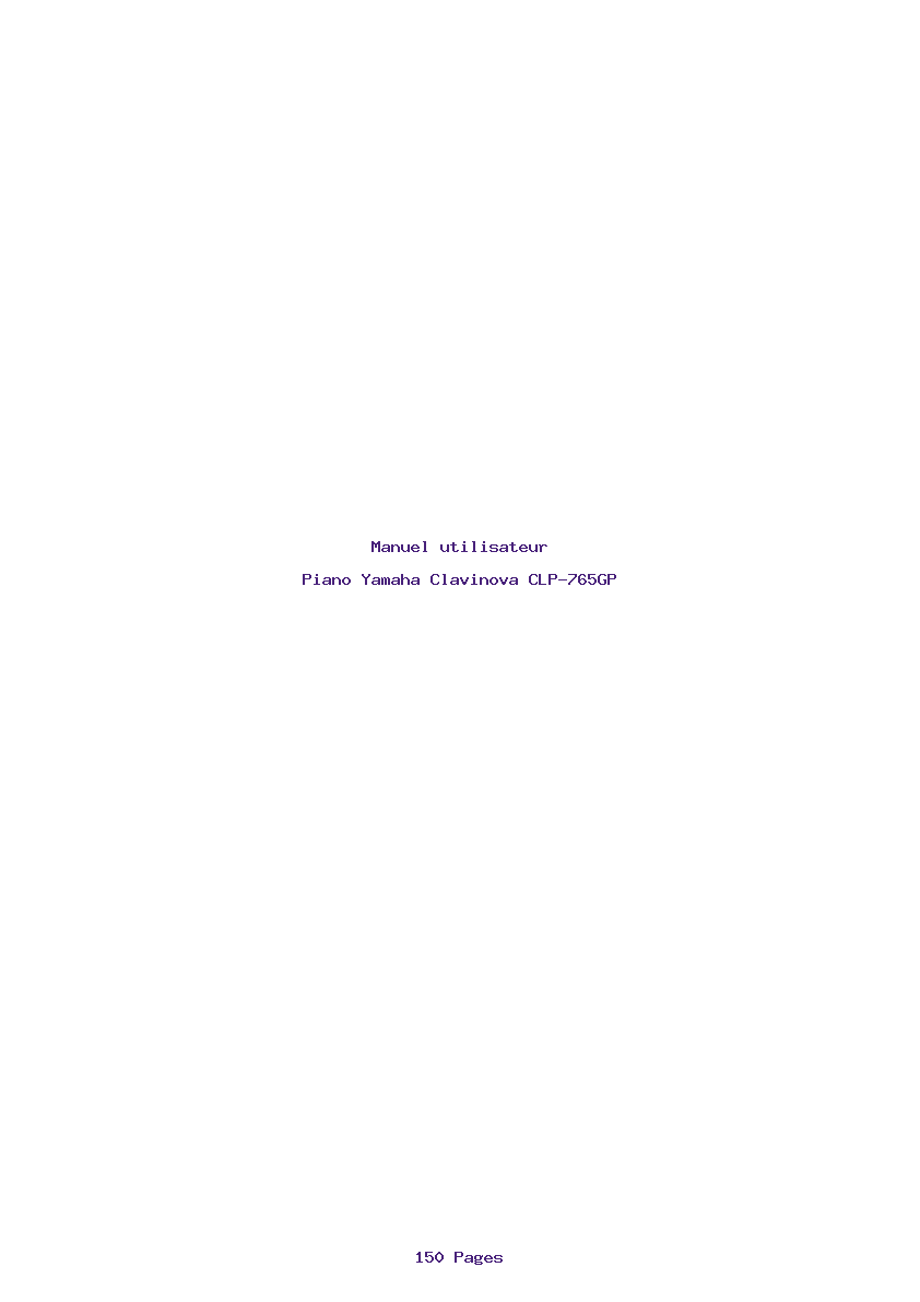 Page 1 de la notice Manuel utilisateur Yamaha Clavinova CLP-765GP