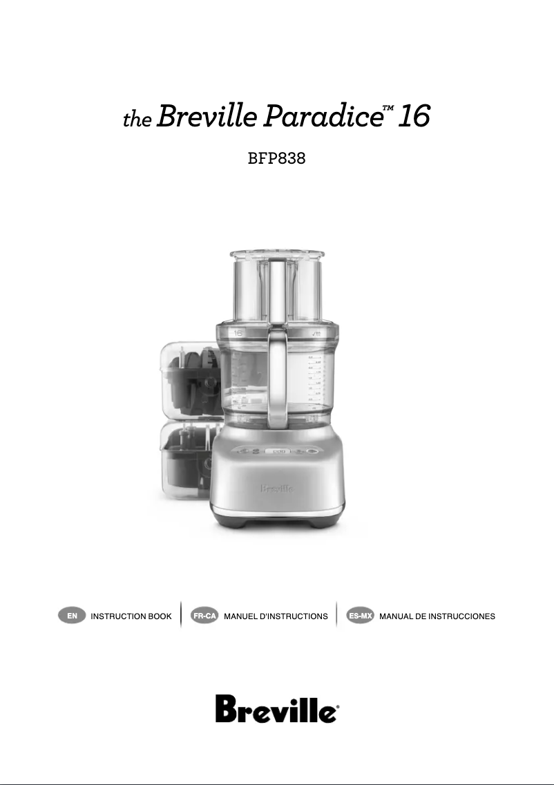 Page 1 de la notice Manuel utilisateur Breville the Paradice 16 BFP838
