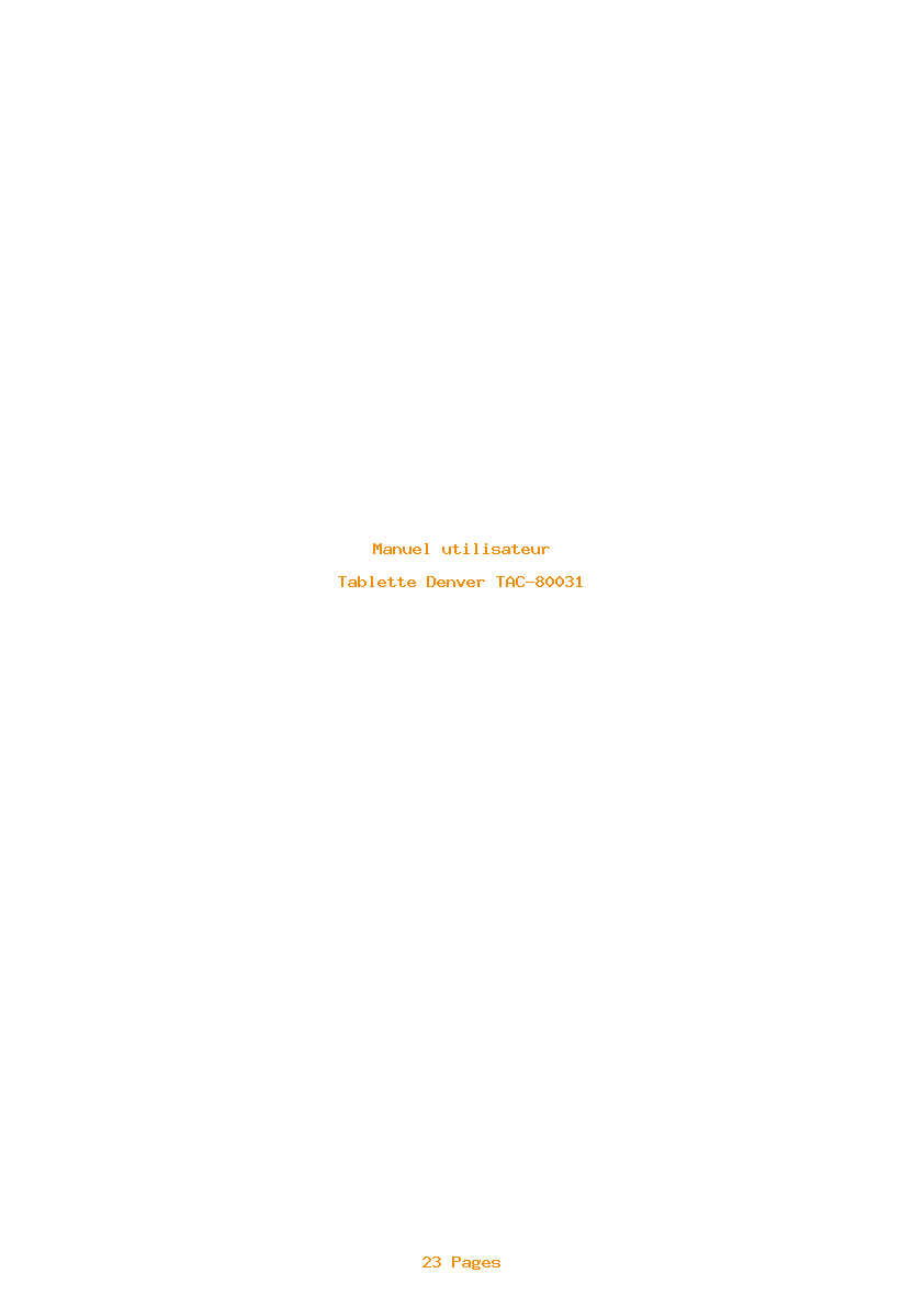Page 1 de la notice Manuel utilisateur Denver TAC-80031