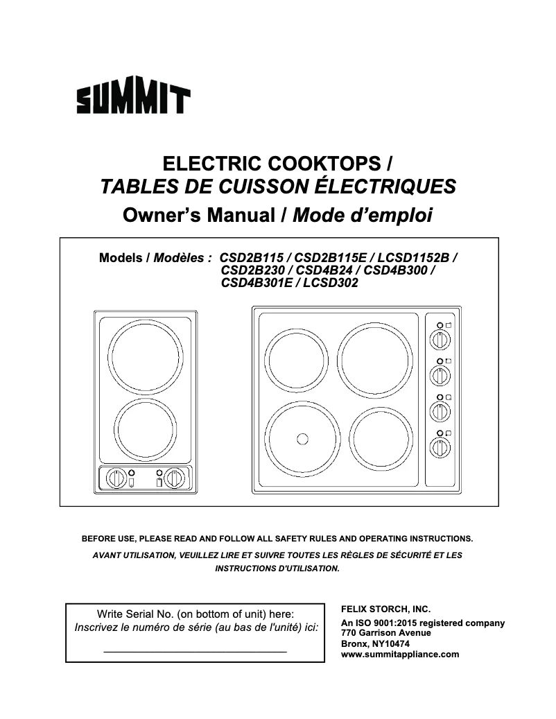 Page 1 de la notice Manuel utilisateur Summit CSD2B115