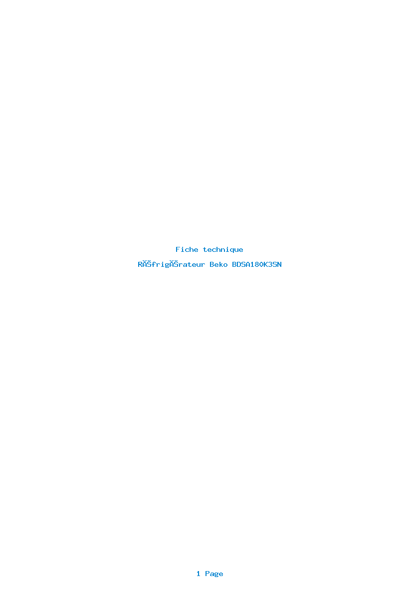 Image de la première page du manuel de l'appareil BDSA180K3SN
