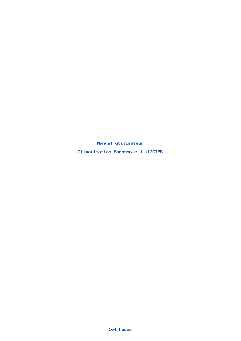 Page 1 de la notice Manuel utilisateur Panasonic U-A12CTP5