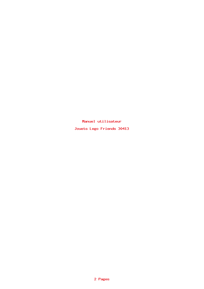 Page 1 de la notice Manuel utilisateur Lego Friends 30413