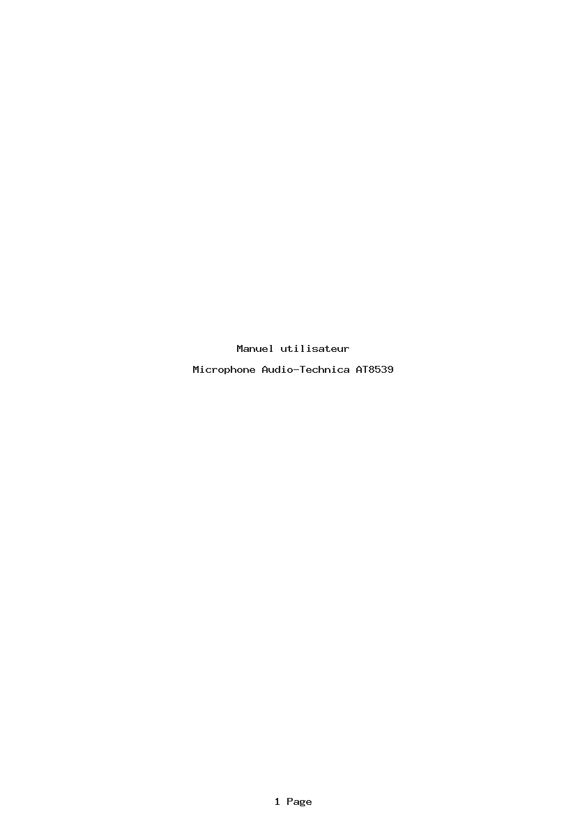 Page 1 de la notice Manuel utilisateur Audio-Technica AT8539