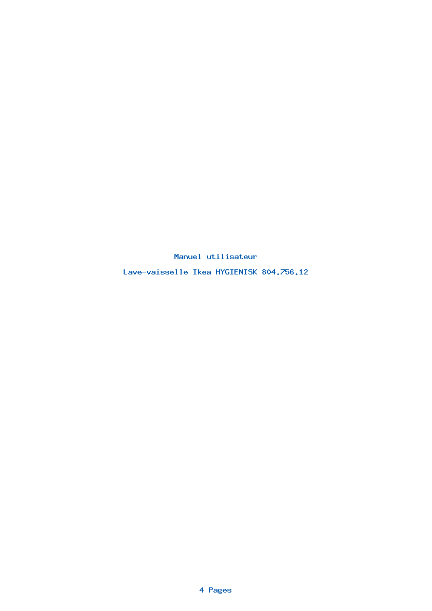 Page 1 de la notice Manuel utilisateur Ikea HYGIENISK 804.756.12