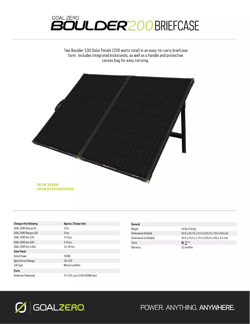 Page 1 de la notice Manuel utilisateur Goal Zero Boulder 200