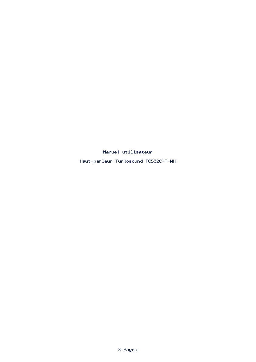 Page 1 de la notice Manuel utilisateur Turbosound TCS52C-T-WH