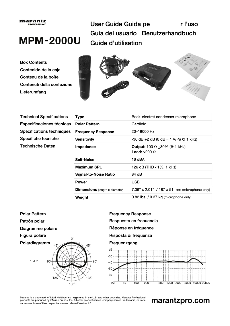 Page 1 de la notice Manuel utilisateur Marantz MPM-2000U