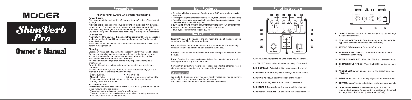 Page 1 de la notice Manuel utilisateur Mooer ShimVerb