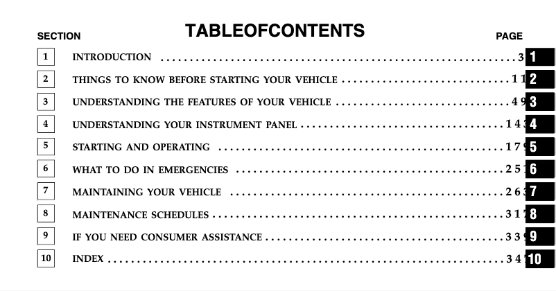 Page 1 de la notice Manuel utilisateur Jeep TJ (2006)