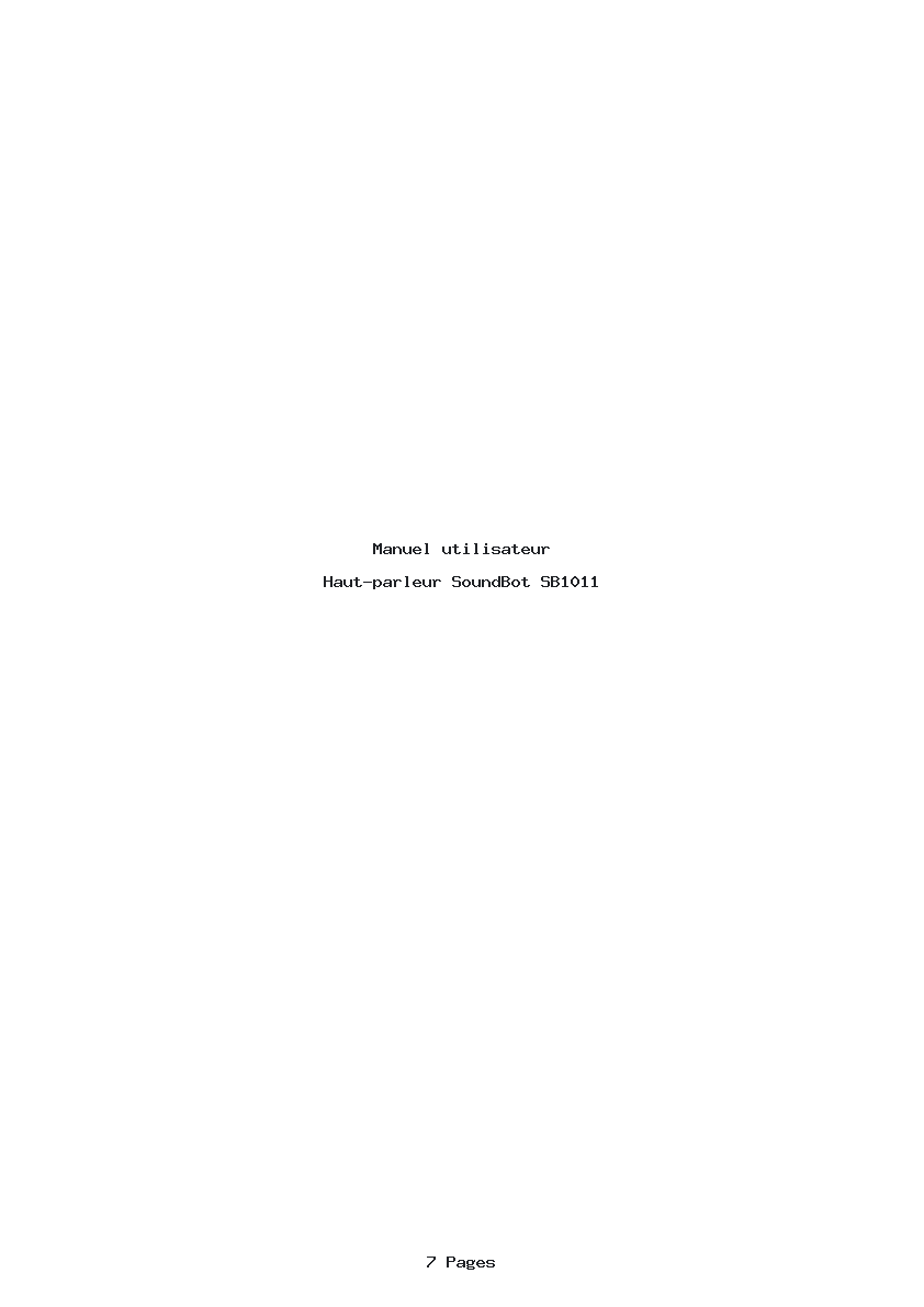 Page 1 de la notice Manuel utilisateur SoundBot SB1011