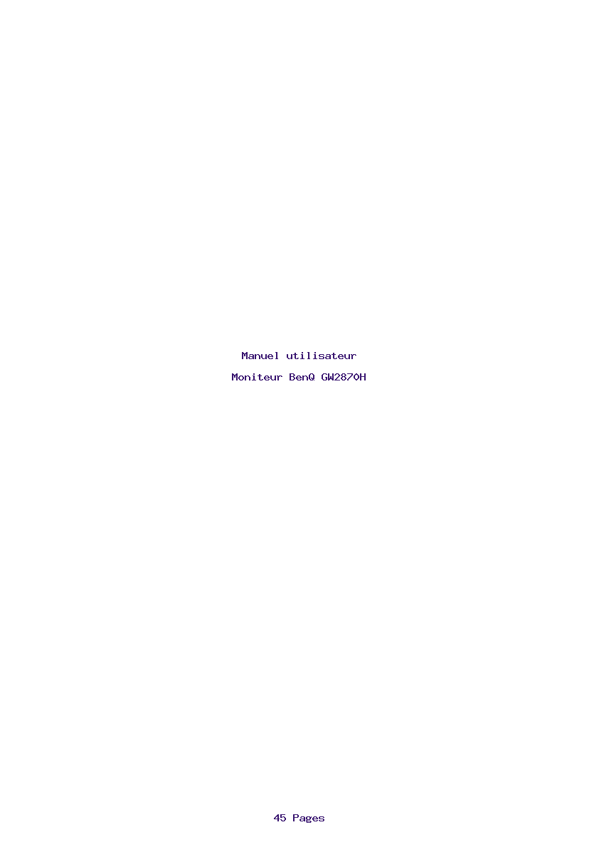 Page 1 de la notice Manuel utilisateur BenQ GW2870H